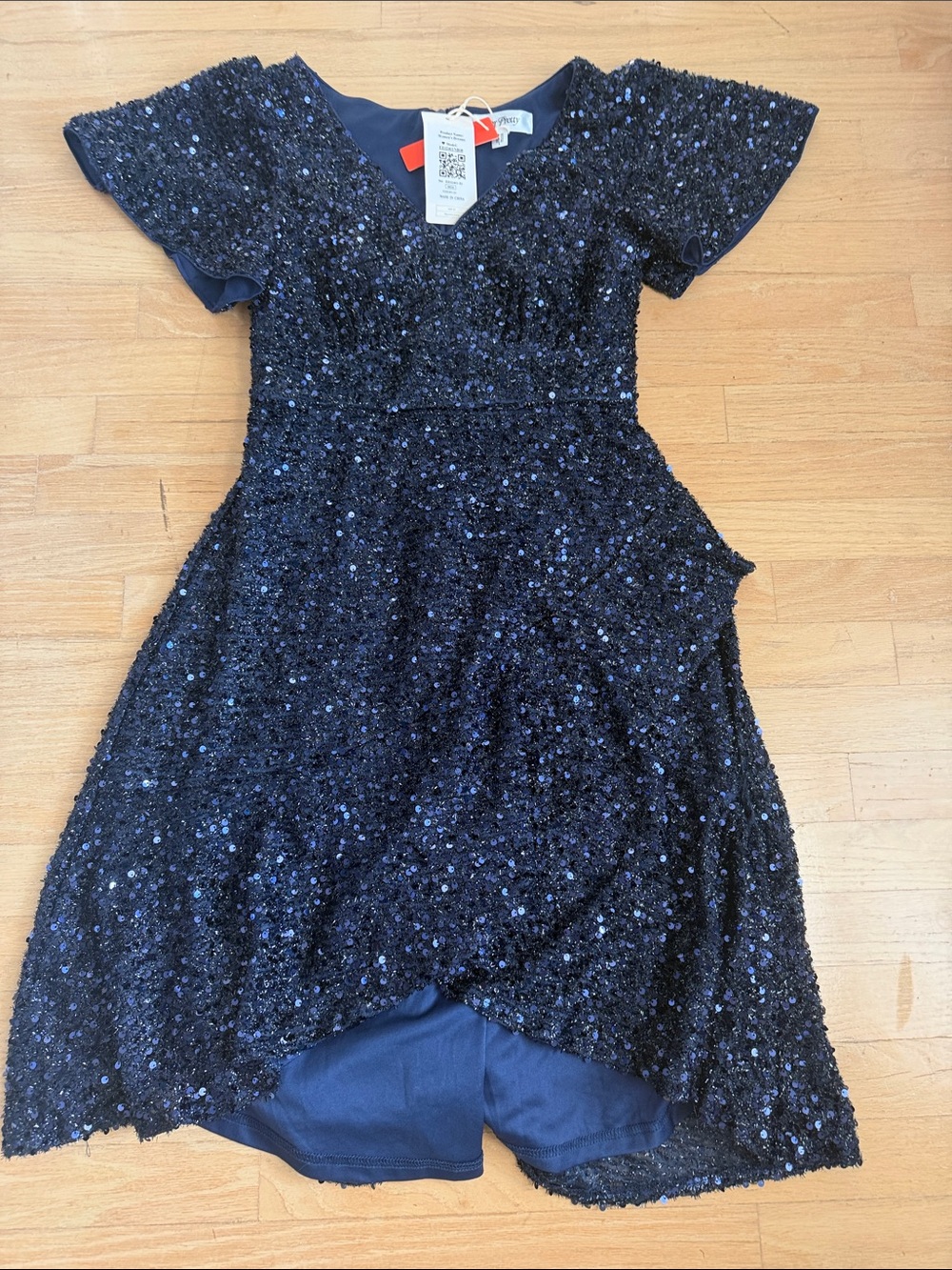 Ever Pretty Navy Sequin V-Neck High-Low Cocktail Dress - Picture 2 of 4